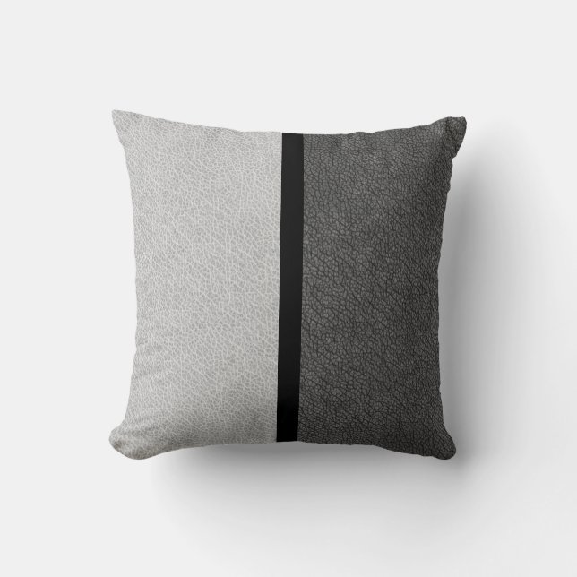 Contemporary 2 Tone Textured Design with Stripe Throw Pillow (Front)