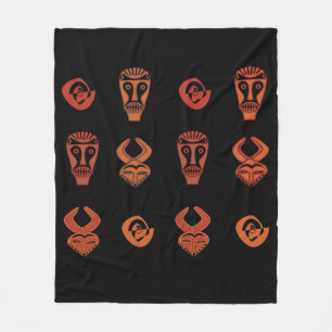 Contemporary Abstract African tribal face art Fleece Blanket