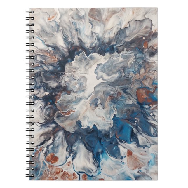 Contemporary Abstract Blue Bronze Grey Cream Notebook (Front)