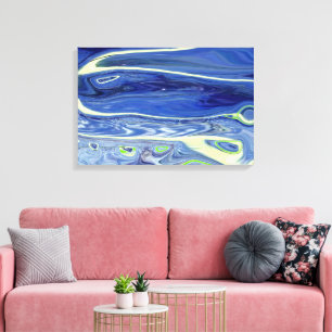 contemporary abstract blue swirl design canvas print