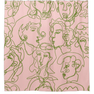 Contemporary abstract female faces. Minimalistic e