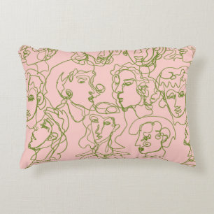 Contemporary abstract female faces. Minimalistic e Accent Pillow
