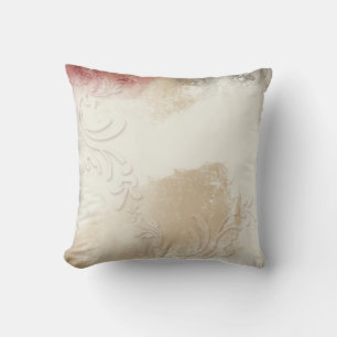 Contemporary Abstract Gold, Red and Grey Swirl Throw Pillow