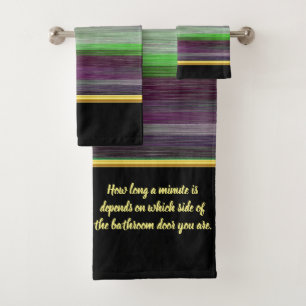 Contemporary abstract in green purple grey bath to bath towel set