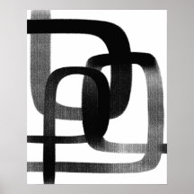 Contemporary Abstract Line Art Black And White 