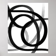 Contemporary Abstract Line Art Black And White 
