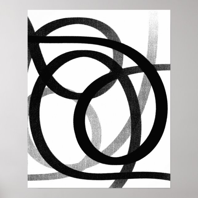 Contemporary Abstract Line Art Black And White  Poster (Front)