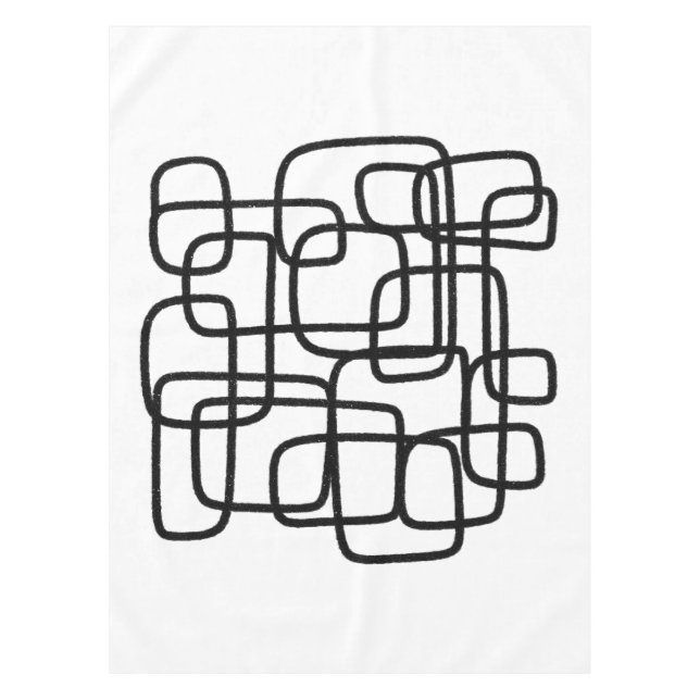 Contemporary Abstract Line Art Black And White  Tablecloth (Front)
