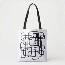 Contemporary Abstract Line Art Black And White Tote Bag