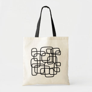 Contemporary Abstract Line Art Black And White Tote Bag
