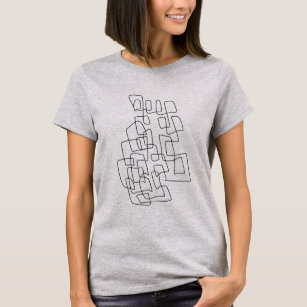 Contemporary Abstract Line Art in Black and White T-Shirt