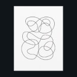 Contemporary Abstract Line Drawing Black and White Postcard<br><div class="desc">This cool elegant drawing features minimalist modern continuous line art in black and white.</div>