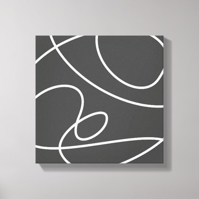 Contemporary Abstract Modern Art Chic Black White Canvas Print (Front)