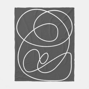 Contemporary Abstract Modern Art Chic Black White Fleece Blanket