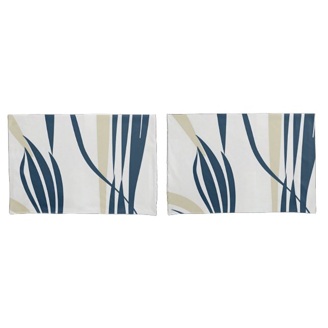Contemporary Abstract Navy & Beige - Stylish  Pillowcase (Front-Set)