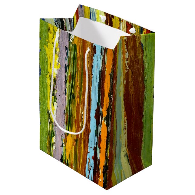 Contemporary Abstract Paint Streaks Medium Gift Bag (Front Angled)
