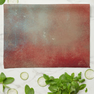 Contemporary Abstract Red Gold Blue Painted Kitchen Towel