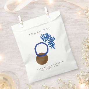 Contemporary Abstract Shapes Art Blue Tan Wedding Favour Bag