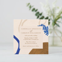 Contemporary Abstract Shapes Art Blue Tan Wedding