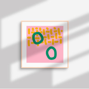 Contemporary Abstract Shapes – pink yellow green Poster