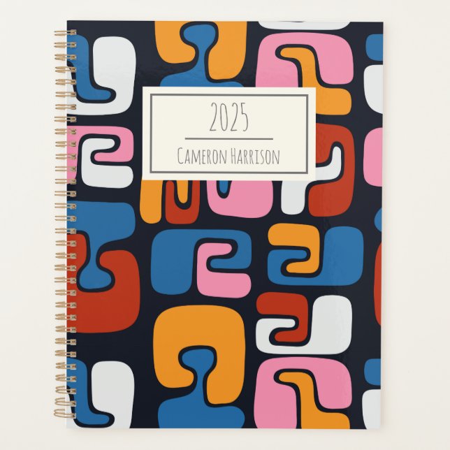 Contemporary Abstract Shapes Retro Personalized Planner (Front)