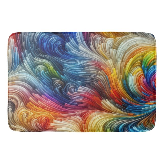 Contemporary Abstract Swirl Spectrum Bath Mat (Front)