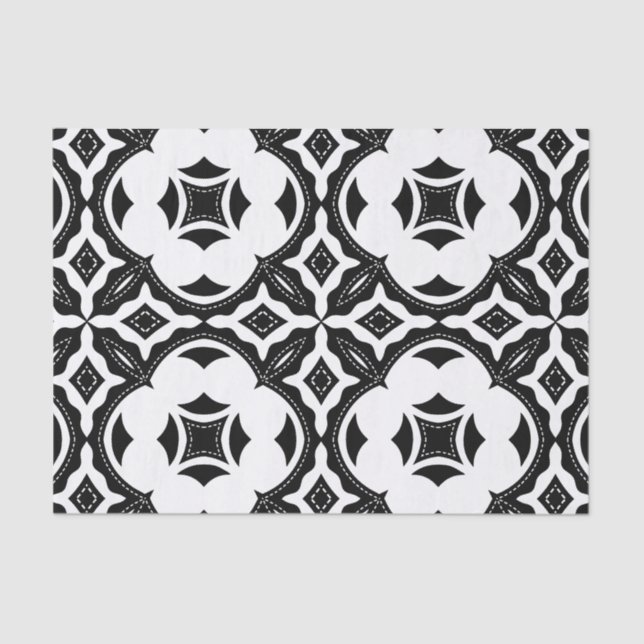 Contemporary Aesthetic Black and White Pattern Tissue Paper (Front)