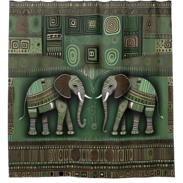 Contemporary African Elephants - Stylish Geen (Front)