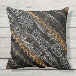 Contemporary African Motif Design Outdoor Pillow