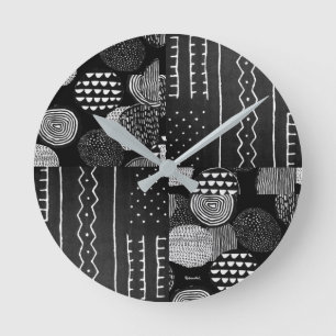 Contemporary African Motif Round Clock