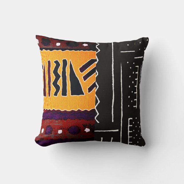 Contemporary African Mud Cloth Throw Pillow (Front)