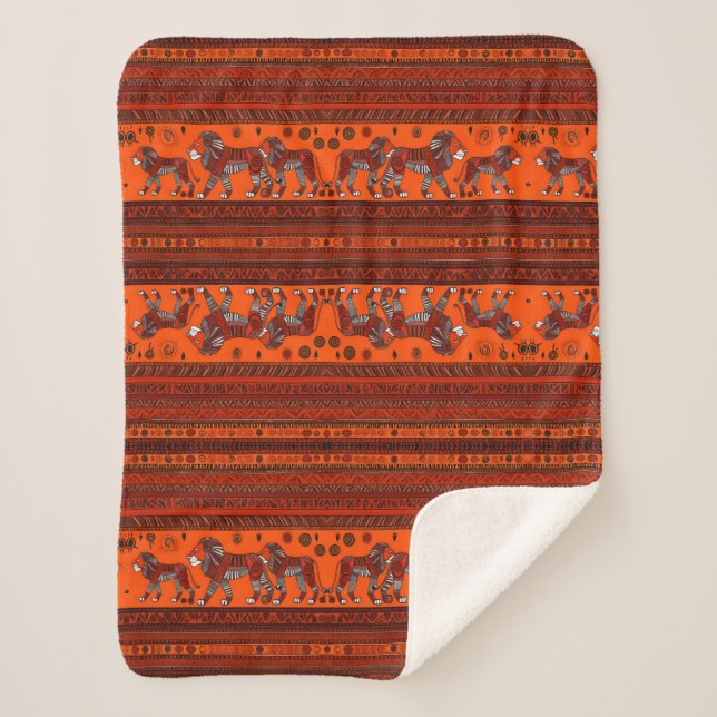 Contemporary African Stylish Lions Sherpa Blanket (Front)