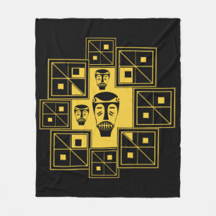 Contemporary African tribal abstract face art Fleece Blanket