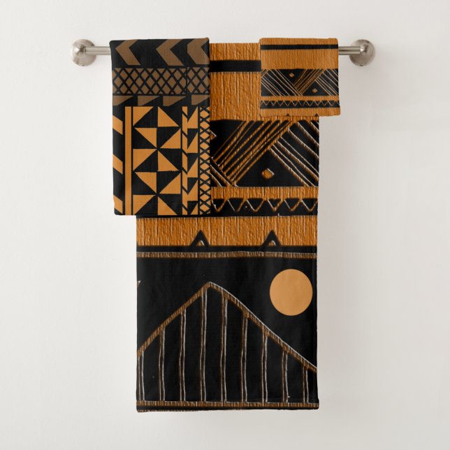 Contemporary Afrocentric Design Bath Towel Set (Insitu)