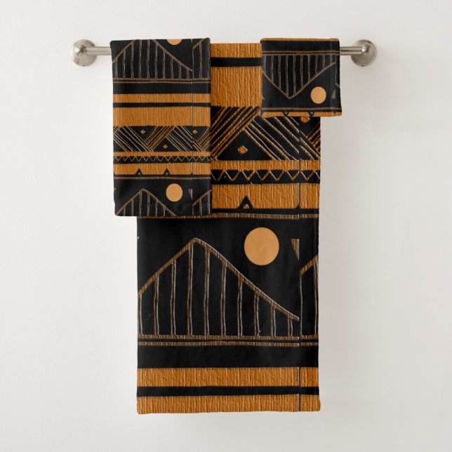 Contemporary Afrocentric Design Bath Towel Set (Insitu)