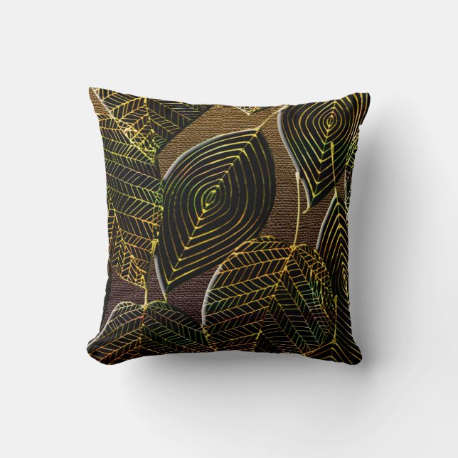Contemporary Afrocentric Leaf Design Throw Pillow (Front)