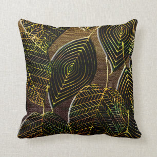 Contemporary Afrocentric Leaf Design Throw Pillow
