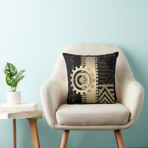 Contemporary Afrocentric Motif Design Throw Pillow
