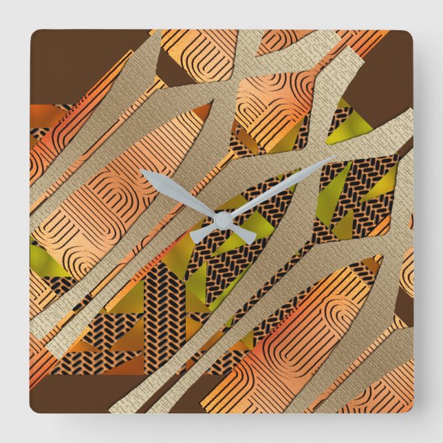 Contemporary Afrocentric Style Motif   Square Wall Clock (Front)