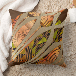 Contemporary Afrocentric Style Motif Throw Pillow