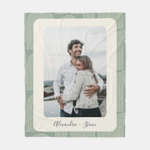 Contemporary Arch Line Art Sage Personalized Photo Fleece Blanket