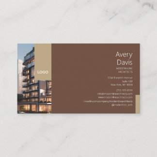 Contemporary Architect with Building Photo & Logo Business Card