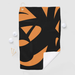 Contemporary Art Black and Orange Golf Towel