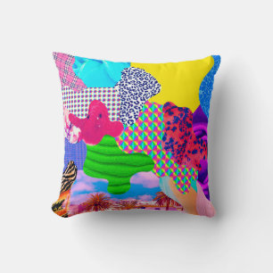 Contemporary art collage. Mix stylish texturesart, Throw Pillow