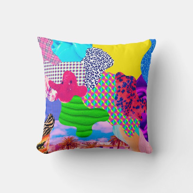 Contemporary art collage. Mix stylish texturesart, Throw Pillow (Front)