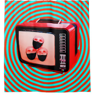 Contemporary art collage. Tv news Corona virus con