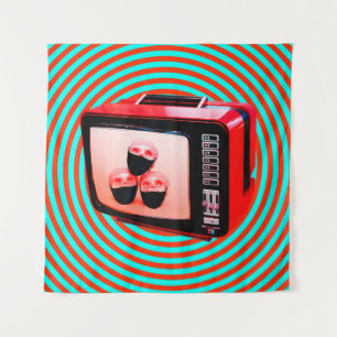 Contemporary art collage. Tv news Corona virus con Tapestry