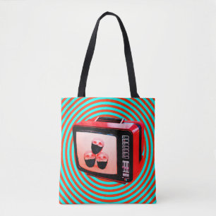 Contemporary art collage. Tv news Corona virus con Tote Bag