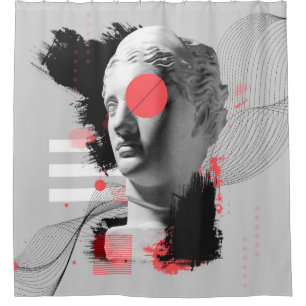 Contemporary art collage with antique statue head