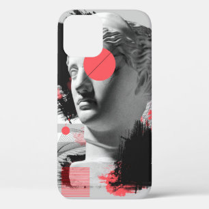 Contemporary art collage with antique statue head iPhone 12 case